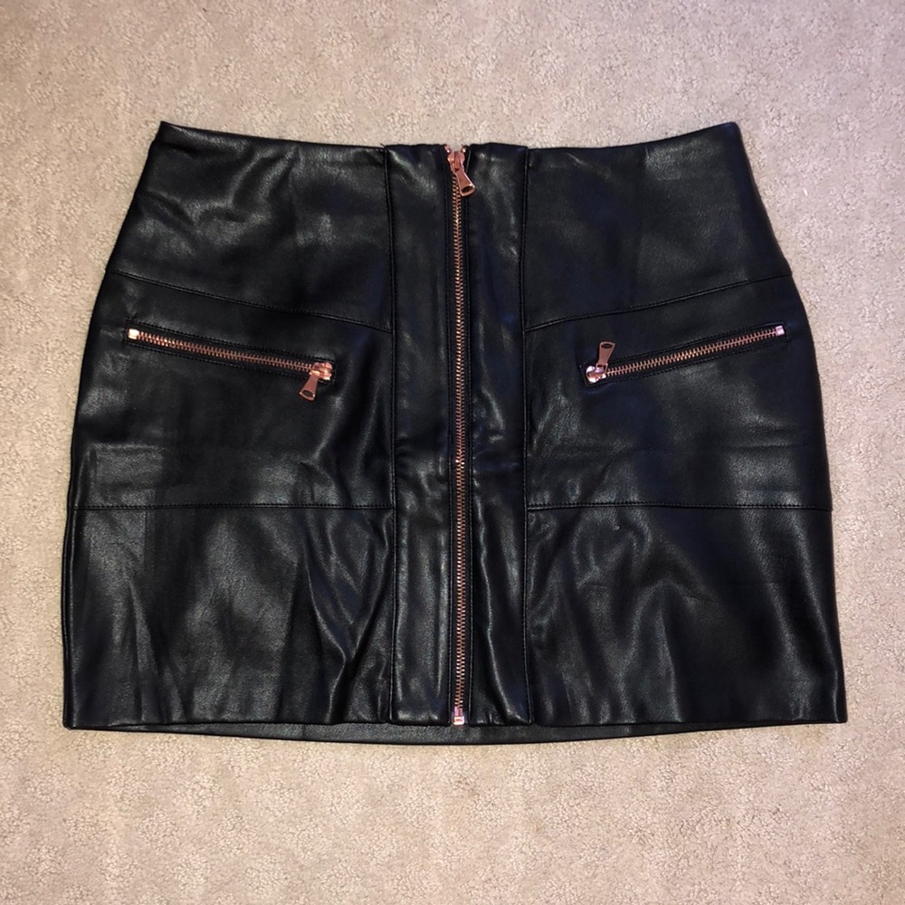 Leather mini skirt